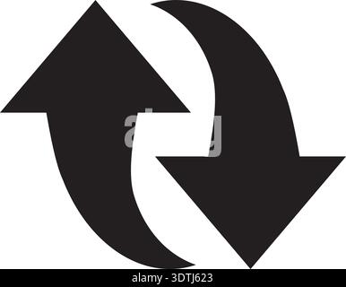 Silhouette de deux flèches formant une boucle dans un mouvement circulaire indiquant une rotation ou un cycle. Illustration de Vecteur