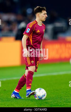 Rome, Italie. 22 février 2026. Bryan Zaragoza de L'AS Roma lors de la série Serie A Enilive match entre L'AS Roma et l'US Cremonese au Stadio Olimpico le 22 février 2026 à Rome, Italie crédit : Giuseppe Maffia/Alamy Live News Banque D'Images