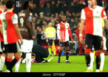 Rotterdam, pays-Bas. 22 février 2026. Rotterdam - Raheem Sterling de Feyenoord Rotterdam lors de la vingt-quatrième manche de compétition de la saison Eredivisie 2025/2026. Le match se déroule entre Feyenoord Rotterdam et Telstar au Stadion Feijenoord de Kuip le 22 février 2026 à Rotterdam, aux pays-Bas. Crédit : Box to Box Pictures/Alamy Live News Banque D'Images