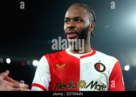 Rotterdam, pays-Bas. 22 février 2026. Rotterdam - Raheem Sterling de Feyenoord Rotterdam lors de la vingt-quatrième manche de compétition de la saison Eredivisie 2025/2026. Le match se déroule entre Feyenoord Rotterdam et Telstar au Stadion Feijenoord de Kuip le 22 février 2026 à Rotterdam, aux pays-Bas. Crédit : Box to Box Pictures/Alamy Live News Banque D'Images