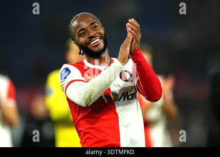 Rotterdam, pays-Bas. 22 février 2026. Rotterdam - Raheem Sterling de Feyenoord Rotterdam lors de la vingt-quatrième manche de compétition de la saison Eredivisie 2025/2026. Le match se déroule entre Feyenoord Rotterdam et Telstar au Stadion Feijenoord de Kuip le 22 février 2026 à Rotterdam, aux pays-Bas. Crédit : Box to Box Pictures/Alamy Live News Banque D'Images