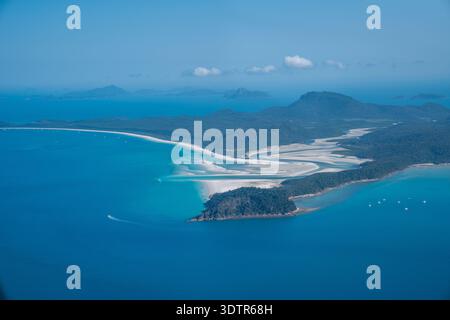 Vue aérienne îles whitsunday whitehaven Beach Hill Inlet Banque D'Images