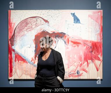 (SOUS EMBARGO jusqu'à 09h00 le mercredi 25 février 2026). Tate Modern, Londres, Royaume-Uni. 23 février 2026. Tracey Emin : a second Life, exposition du 27 février au 31 août 2026. Tracey Emin devant son œuvre The End of Love, 2024, dans sa plus grande exposition à ce jour. Crédit : Malcolm Park/Alamy Live News Banque D'Images