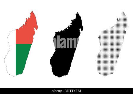 Carte de Madagascar très détaillée avec des bordures isolées sur fond blanc Illustration de Vecteur
