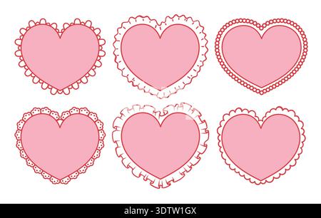 Ensemble de coeurs roses Illustration de Vecteur