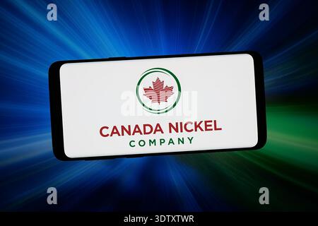 Stuttgart, Allemagne - 2026-02-02 : dans cette illustration photo, le logo de l'entreprise minière Canada nickel Company est affiché sur un téléphone intelligent Banque D'Images