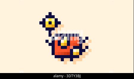 Pixel art Raider peint en jaune et rouge. Illustration de Vecteur