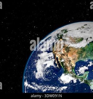 Terre vue de l'espace de l'Amérique du Nord sur fond noir. Éléments de cette image fournis par la NASA Banque D'Images