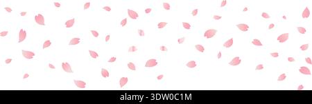 Pétales de fleurs de cerisier tombant isolés sur fond blanc. Couche de pluie à fleurs Sakura. Motif fleuri rose printanier. Fond d'écran japonais Hanami Illustration de Vecteur