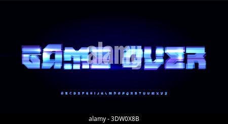 Tech Screen font logo Alphabet Futuristic Letter Set typographie moderne HUD, Digital Glitch Typographic Design Title Text, Typo Poster Headline, type Illustration de Vecteur