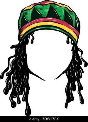 Chapeau rasta jamaïcain avec dreadlocks. Avatar de style reggae. illustration vectorielle Illustration de Vecteur