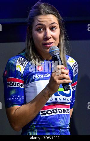 Bruxelles, Belgique. 24 février 2026. La belge Shari Bossuyt photographiée lors de la présentation de l'équipe féminine AG Insurance-Soudal, le mardi 24 février 2026 à Bruxelles. BELGA PHOTO DIRK WAEM crédit : Belga News Agency/Alamy Live News Banque D'Images