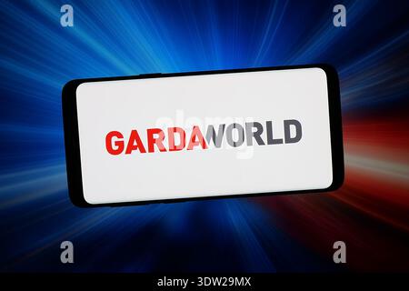 Stuttgart, Allemagne - 2026-02-02 : dans cette illustration photo, le logo de la société de sécurité GardaWorld Corporation est affiché sur un smartphone Banque D'Images