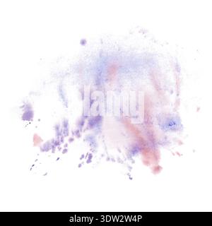 Aquarelle bleu abstrait avec tache rose sur fond isolé. Illustration aquarelle. Clipart texturé, écran de démarrage pour l'impression, menus Banque D'Images