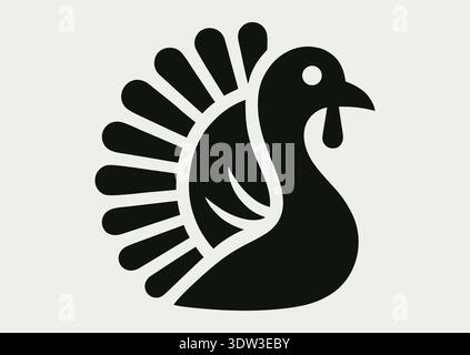 Oiseau de dinde. Pictogramme vectoriel. Volaille et ferme, signe agricole, graphiques vectoriels, motif plat sur fond blanc, eps 10 Illustration de Vecteur