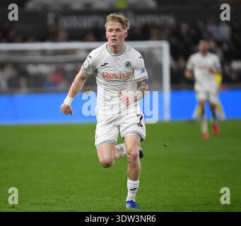24 février 2026 ; Swansea COM Stadium, Swansea, pays de Galles ; EFL Championship Football, Swansea City contre Preston North End ; Melker Widell de Swansea City Banque D'Images