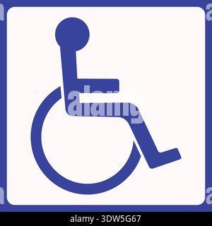 Icône d'accessibilité en fauteuil roulant représentant l'inclusivité, l'égalité d'accès, le soutien aux personnes handicapées et les espaces publics sans obstacles. Illustration de Vecteur