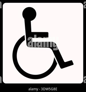 Icône d'accessibilité en fauteuil roulant représentant l'inclusivité, l'égalité d'accès, le soutien aux personnes handicapées et les espaces publics sans obstacles. Illustration de Vecteur