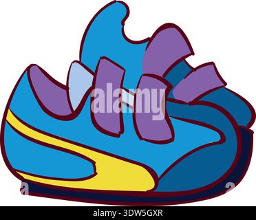 Sneakers enfant paire icône de couleur. Chaussures griffonner Illustration de Vecteur