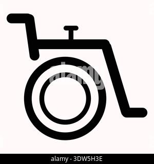 Icône d'accessibilité en fauteuil roulant représentant l'inclusivité, l'égalité d'accès, le soutien aux personnes handicapées et les espaces publics sans obstacles. Illustration de Vecteur