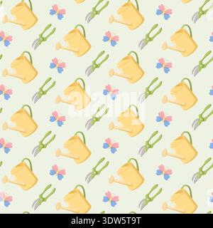 Arrosoirs, cisailles motif papillons Illustration de Vecteur