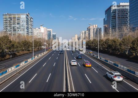2ème route périphérique dans le district de Chaoyang à Beijing, Chine Banque D'Images