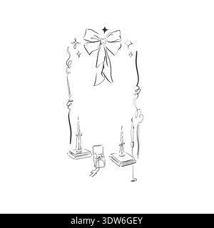Contour abstrait vectoriel dessiné à la main, graphique, cadre de fête d'ornement de célébration vintage de ligne dans le dessin élégant style.élégant décor vintage contour Illustration de Vecteur