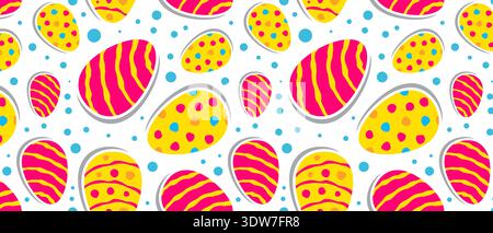Motif sans couture coloré d'oeufs de Pâques, ornement festif vibrant pour décoration de vacances de printemps Illustration de Vecteur