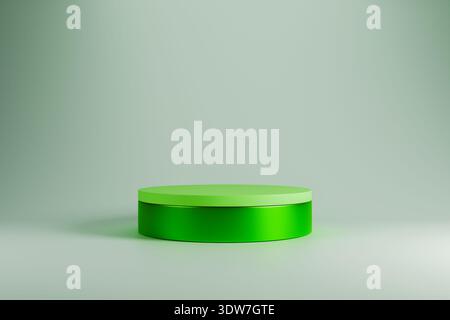 Scène podium vert foncé avec lumière douce dans un studio simple Banque D'Images