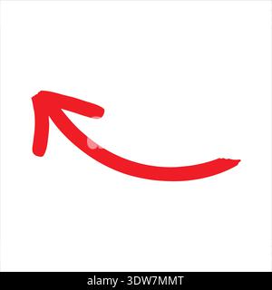 L'image présente une flèche rouge en gras unique avec une forme incurvée. La flèche pointe vers le haut et vers la droite, suggérant une direction ou un mouvement. Le Illustration de Vecteur