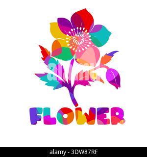 Fleur colorée sur un fond blanc. Dessiné à la main. Pas ai, illustration vectorielle Illustration de Vecteur