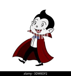 Journée magique Halloween. Costume de masque d'idée de dessin animé mignon vampire. Monstre de peau blanche drôle heureux et souriant. Collection d'éléments de dessin au trait Banque D'Images