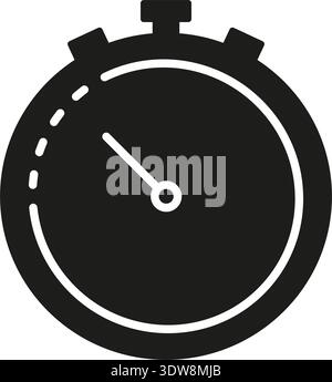 Icône de chronomètre fixe. Symbole de silhouette de suivi du temps et de mesure de précision. Sports, Fitness Timing et compte à rebours. Vecteur isolé Illustration de Vecteur