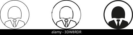 Ligne d'avatar d'homme d'affaires et icône solide. Identité professionnelle, profil d'entreprise et Collection de symboles Executive Outline et Silhouette Illustration de Vecteur