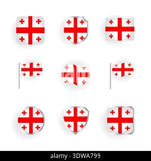 Georgia Flag Icons Set, peut être utilisé pour les conceptions d'entreprise, les conceptions de présentation ou toutes les conceptions appropriées. Illustration de Vecteur