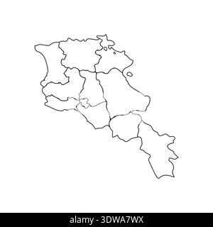 Doodle Map de l'Arménie avec les États, peut être utilisé pour les conceptions d'entreprise, les conceptions de présentation ou toutes les conceptions appropriées. Illustration de Vecteur
