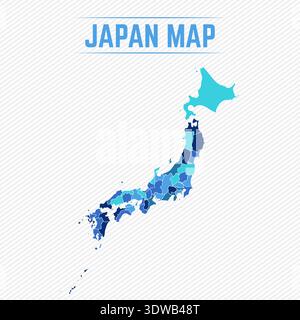 Carte détaillée du Japon avec des régions, peut être utilisée pour des conceptions d'entreprise, des conceptions de présentation ou toute conception appropriée. Illustration de Vecteur