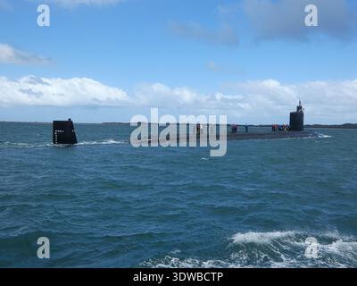 GARDEN ISLAND, HMAS Stirling, Australie occidentale, Australie (29 octobre 2025) – L'USS VERMONT (SSN 792) arrive à HMAS Stirling, Australie occidentale sur O Banque D'Images