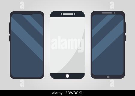 Collection de maquette de smartphone avec écran vierge, peut être utilisée pour les conceptions d'entreprise, les conceptions de présentation ou toutes les conceptions appropriées. Illustration de Vecteur