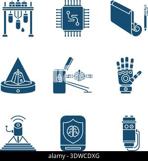 Illustration vectorielle de haute qualité des icônes de technologie intelligente et de connectivité numérique avec un design plat élégant, idéal pour la technologie, les affaires et l'innovation Illustration de Vecteur