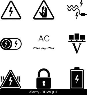 Illustration vectorielle propre et moderne avec des symboles essentiels de sécurité, d'avertissement et d'utilité, idéale pour les infographies, les applications et le matériel éducatif. Illustration de Vecteur