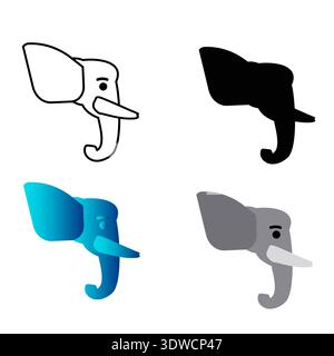 Illustration abstraite Flat Elephant Head Silhouette, peut être utilisée pour les conceptions d'entreprise, les conceptions de présentation ou toutes les conceptions appropriées. Illustration de Vecteur