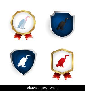 Abstract Flat Vulture Bird badge et Label Collection, peut être utilisé pour les conceptions d'entreprise, les conceptions de présentation ou toutes les conceptions appropriées. Illustration de Vecteur