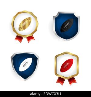 Abstract Rugby Ball badge et Label Collection, peut être utilisé pour les conceptions d'entreprise, les conceptions de présentation ou toutes les conceptions appropriées. Illustration de Vecteur