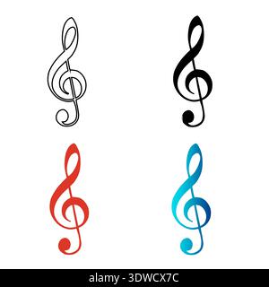Abstrait musique Treble clef Silhouette illustration, peut être utilisé pour les conceptions d'entreprise, les conceptions de présentation ou toutes les conceptions appropriées. Illustration de Vecteur