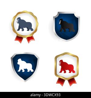 Abstract Flat Gorilla animal badge et Label Collection, peut être utilisé pour les conceptions d'entreprise, les conceptions de présentation ou toutes les conceptions appropriées. Illustration de Vecteur