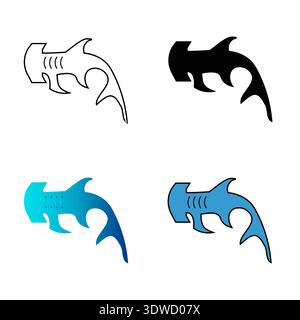 Illustration abstraite Flat Hammerhead Shark Silhouette, peut être utilisée pour les conceptions d'entreprise, les conceptions de présentation ou toutes les conceptions appropriées. Illustration de Vecteur