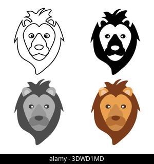 Illustration abstraite de silhouette de tête de lion plate, peut être utilisée pour les conceptions d'affaires, les conceptions de présentation ou toutes les conceptions appropriées. Illustration de Vecteur