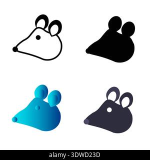 Illustration abstraite de silhouette de tête de souris plate, peut être utilisée pour les conceptions d'entreprise, les conceptions de présentation ou toutes les conceptions appropriées. Illustration de Vecteur