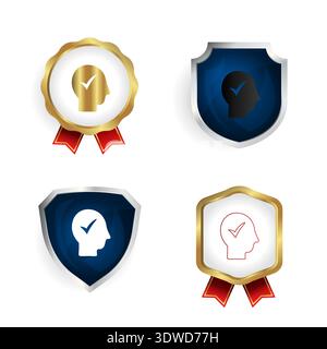 Badge abstrait de santé mentale et Collection d'étiquettes, peut être utilisé pour les conceptions d'entreprise, les conceptions de présentation ou toutes les conceptions appropriées. Illustration de Vecteur